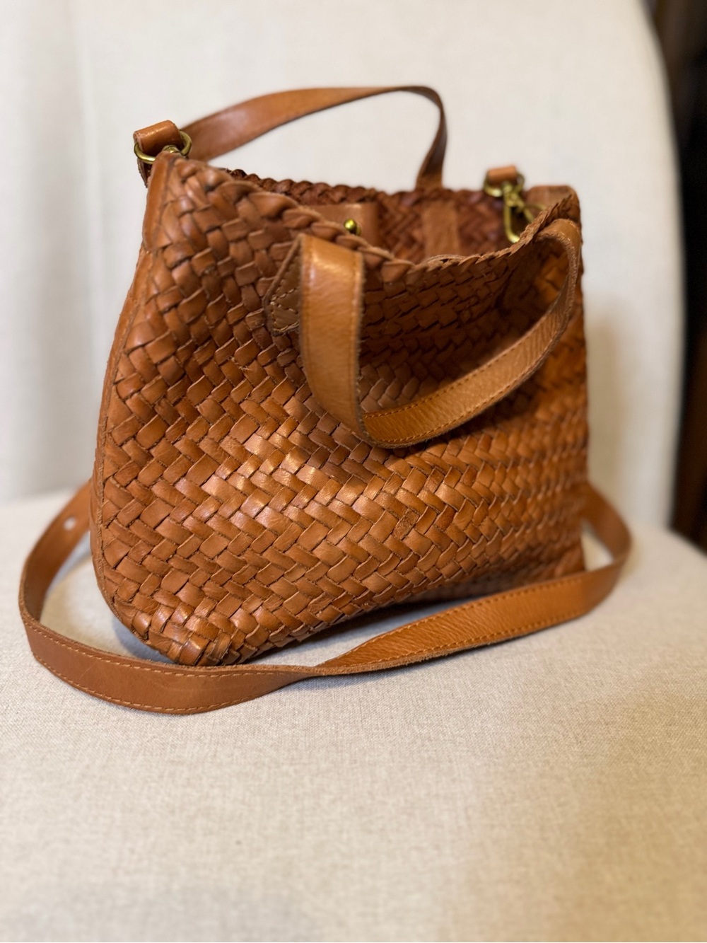 Madewell Woven Leather Shoulder Bag - Tan